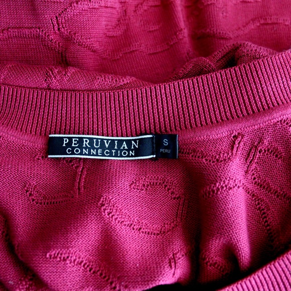 Peruvian Connection Magenta Textured Design Sweater Knit Tank Sleeveless Dress S - Picture 4 of 4